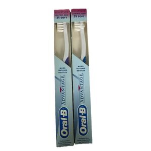 Vintage Oral-B Advantage 35 Soft Toothbrush Lot 2 Made USA 1990s New Old Stock